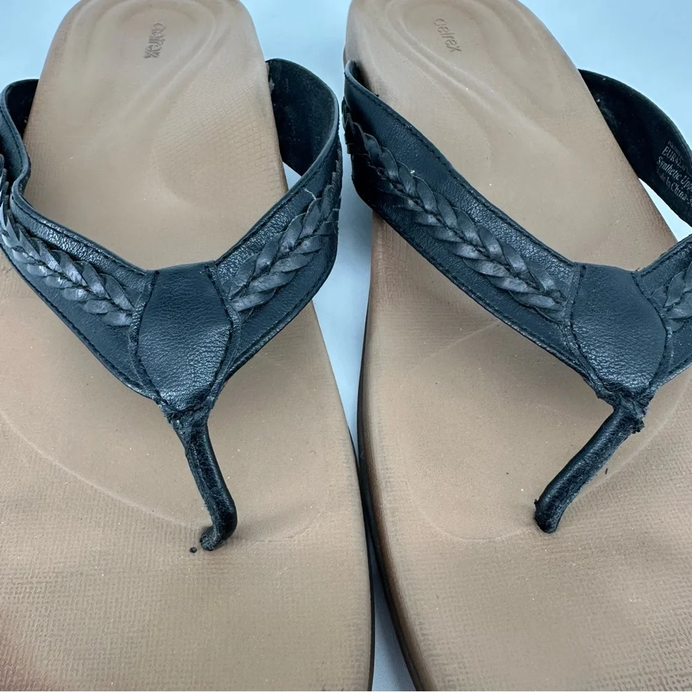 Aetrex Emmy Black Braided Flip Flops Thong Sandals Womens Size 10-10.5 - Picture 4 of 6